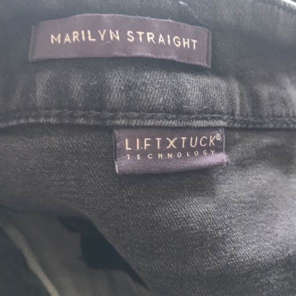 Nydj Marilyn Straight lift tuck jeans with waist tie size 6 black high rise - Picture 11 of 13